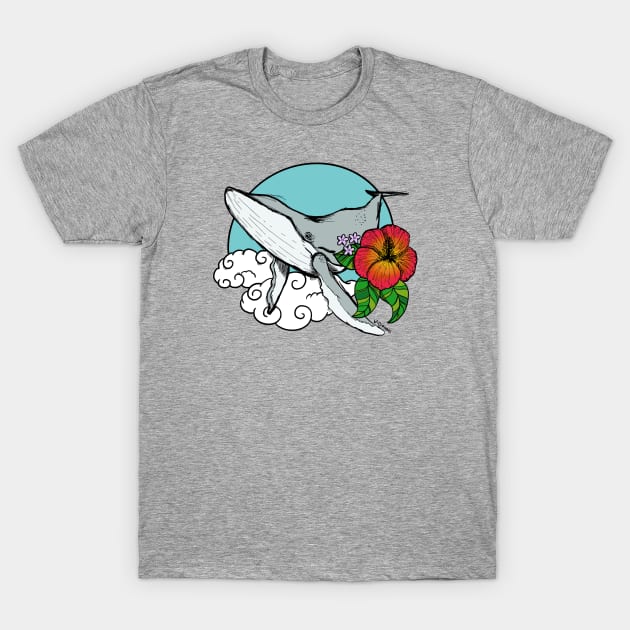 Whale with Flower T-Shirt by VivaVeedo